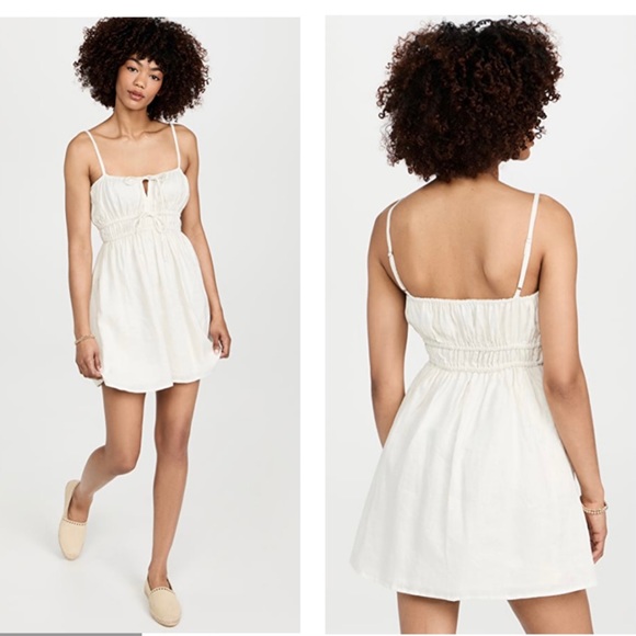 Faithfull The Brand Shivka Mini Dress in Plain Egg Shell Size US 6 - Picture 2 of 11
